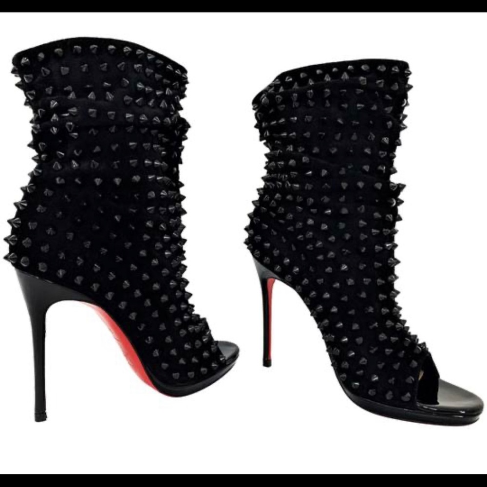 Christian Louboutin Black Guerilla Suede Spiked Platform Boots